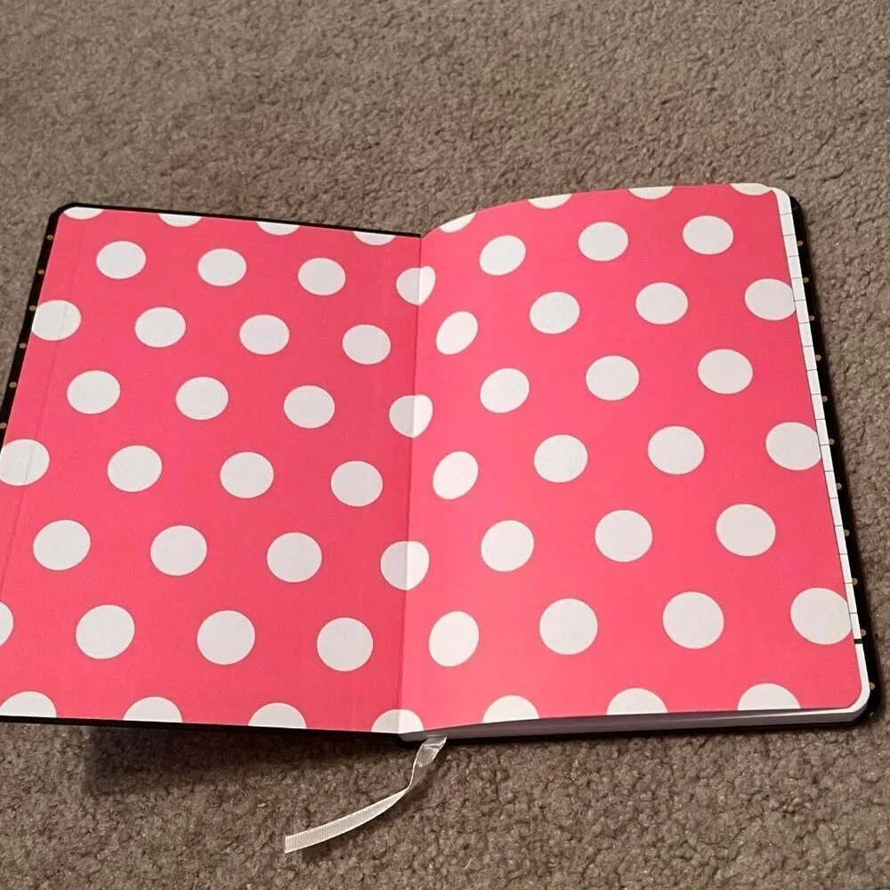 Chic Black & Gold Polka Dot Hardcover Writing Journal - Lined w/ Bookmark Ribbon